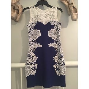 Blue and white lace dress